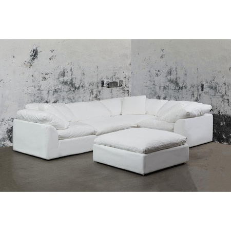 Sunset Trading Sunset Trading SU-1458-81-3C-1A-1O Cloud Puff Slipcovered Modular Sectional Sofa - Performance White  5 Piece SU-1458-81-3C-1A-1O